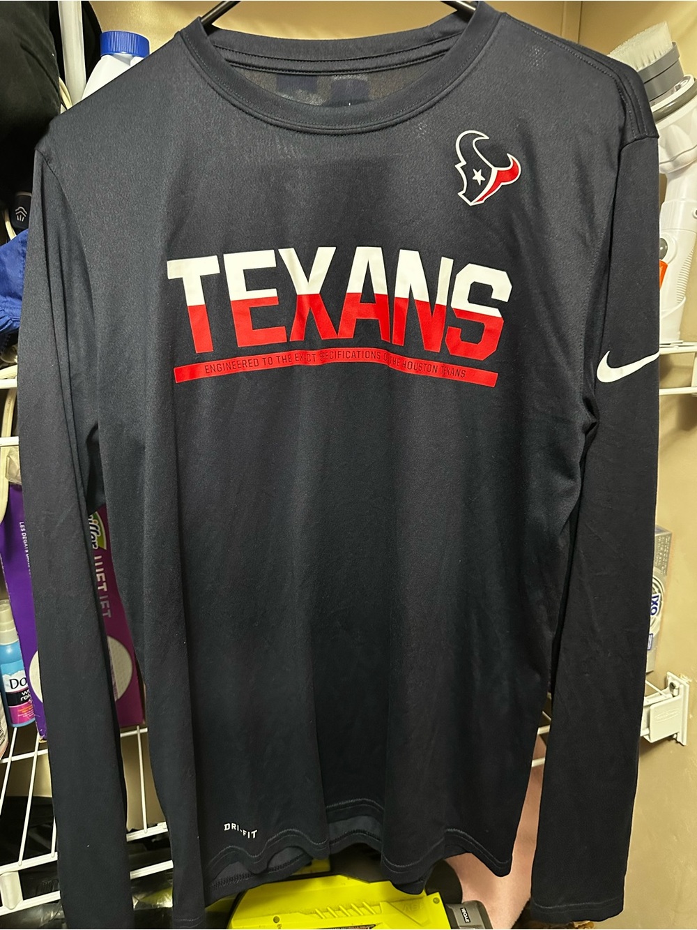 NFL Houston Texans Navy and Red Long-Sleeve Shirt